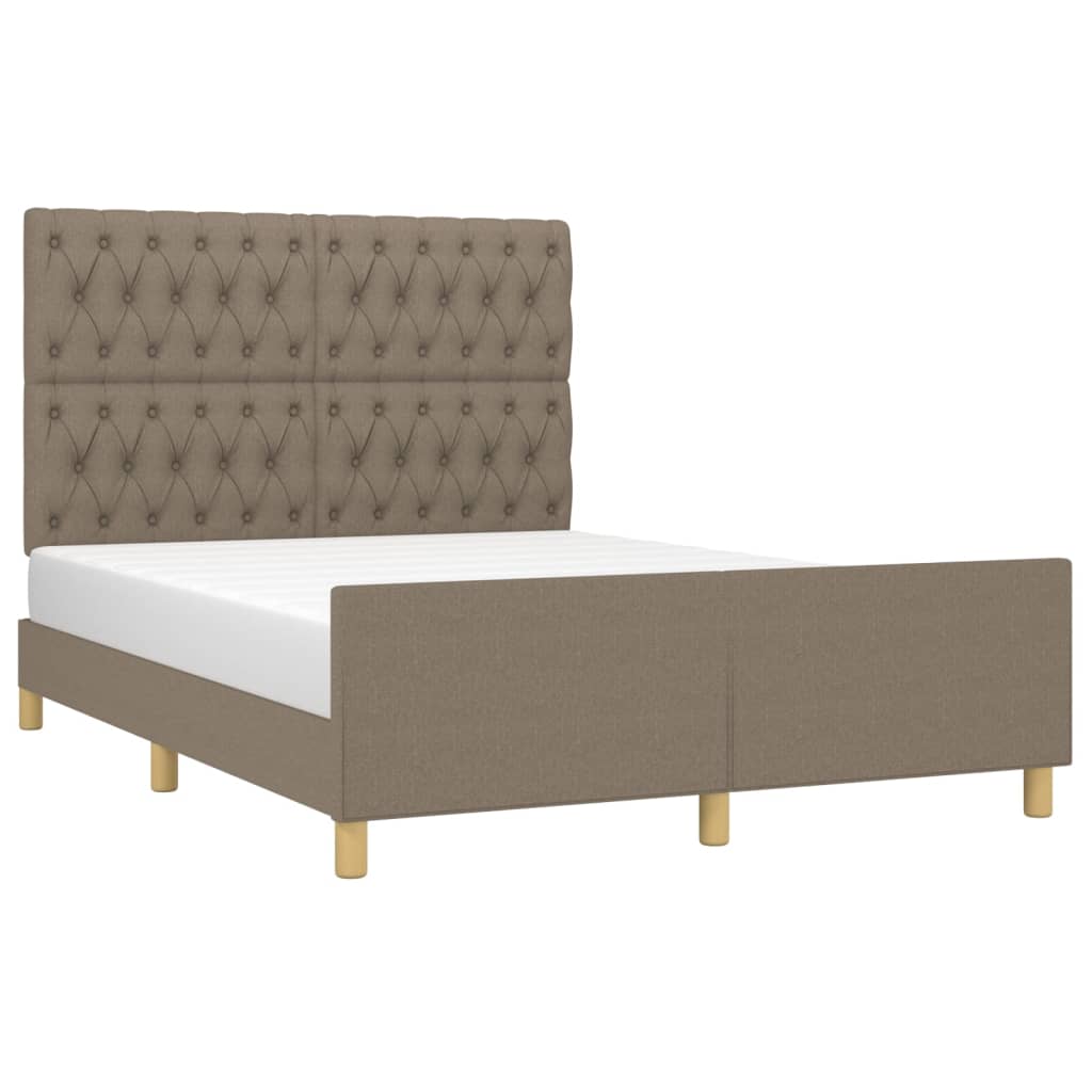 Cama sem colchão 140x200 cm tecido castanho-acinzentado