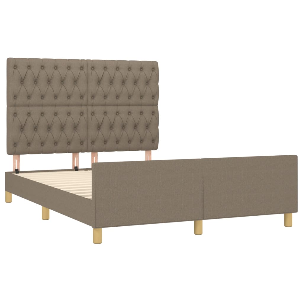 Cama sem colchão 140x200 cm tecido castanho-acinzentado