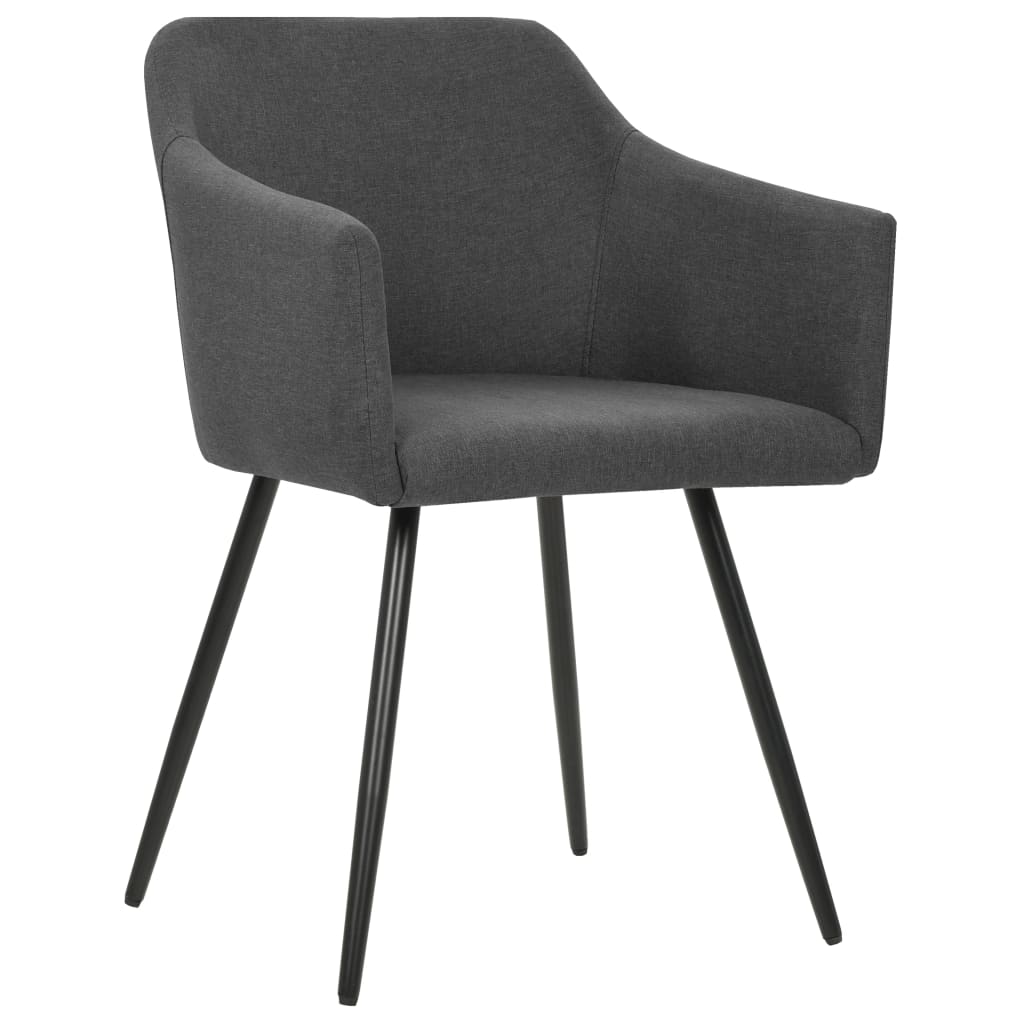 Cadeiras de jantar 6 pcs tecido cinzento-escuro