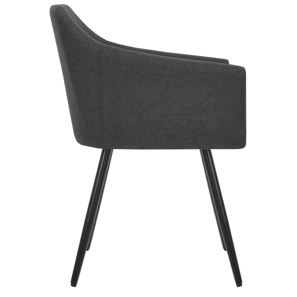 Cadeiras de jantar 6 pcs tecido cinzento-escuro
