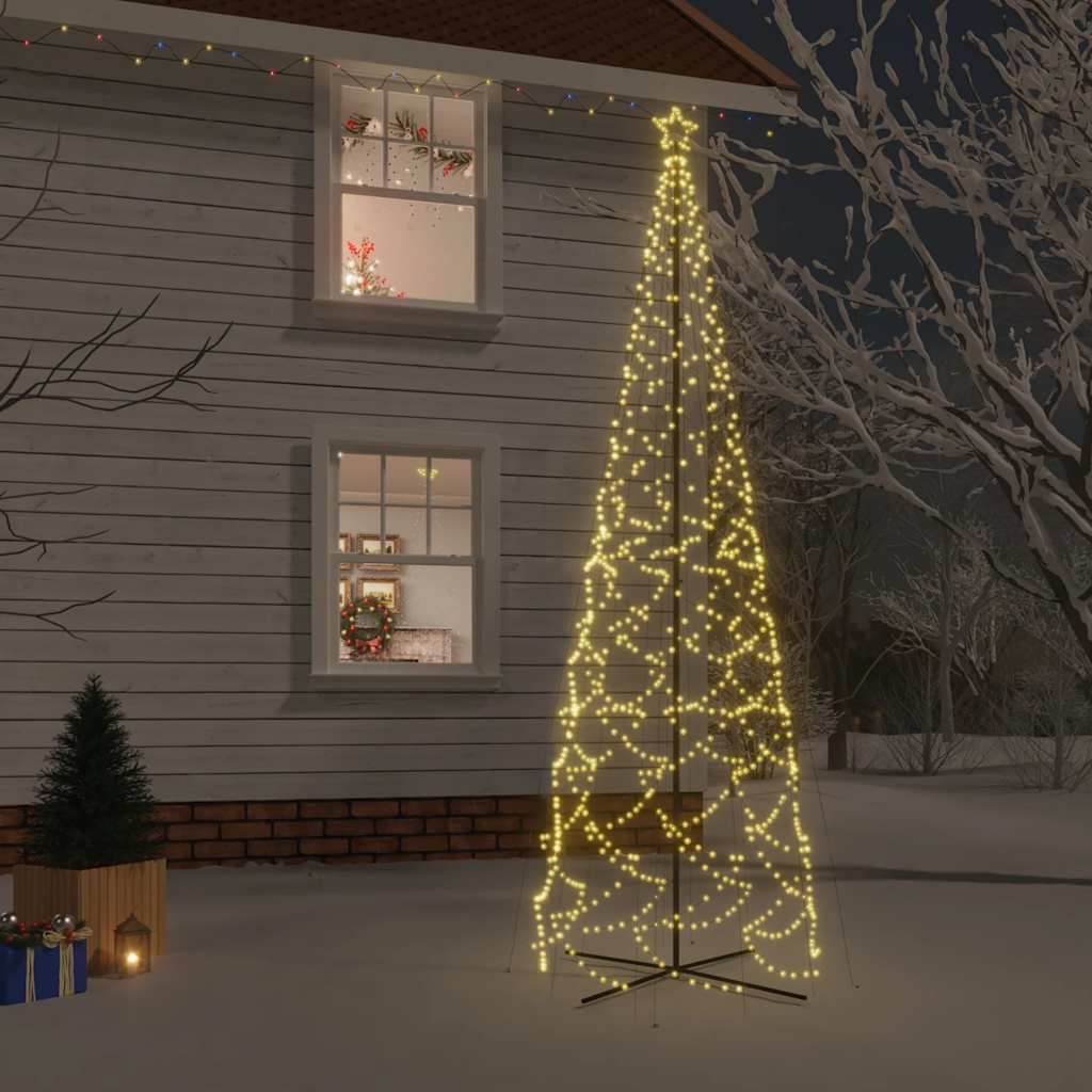 Árvore de natal em cone 1400 luzes LED 160x500 cm branco quente