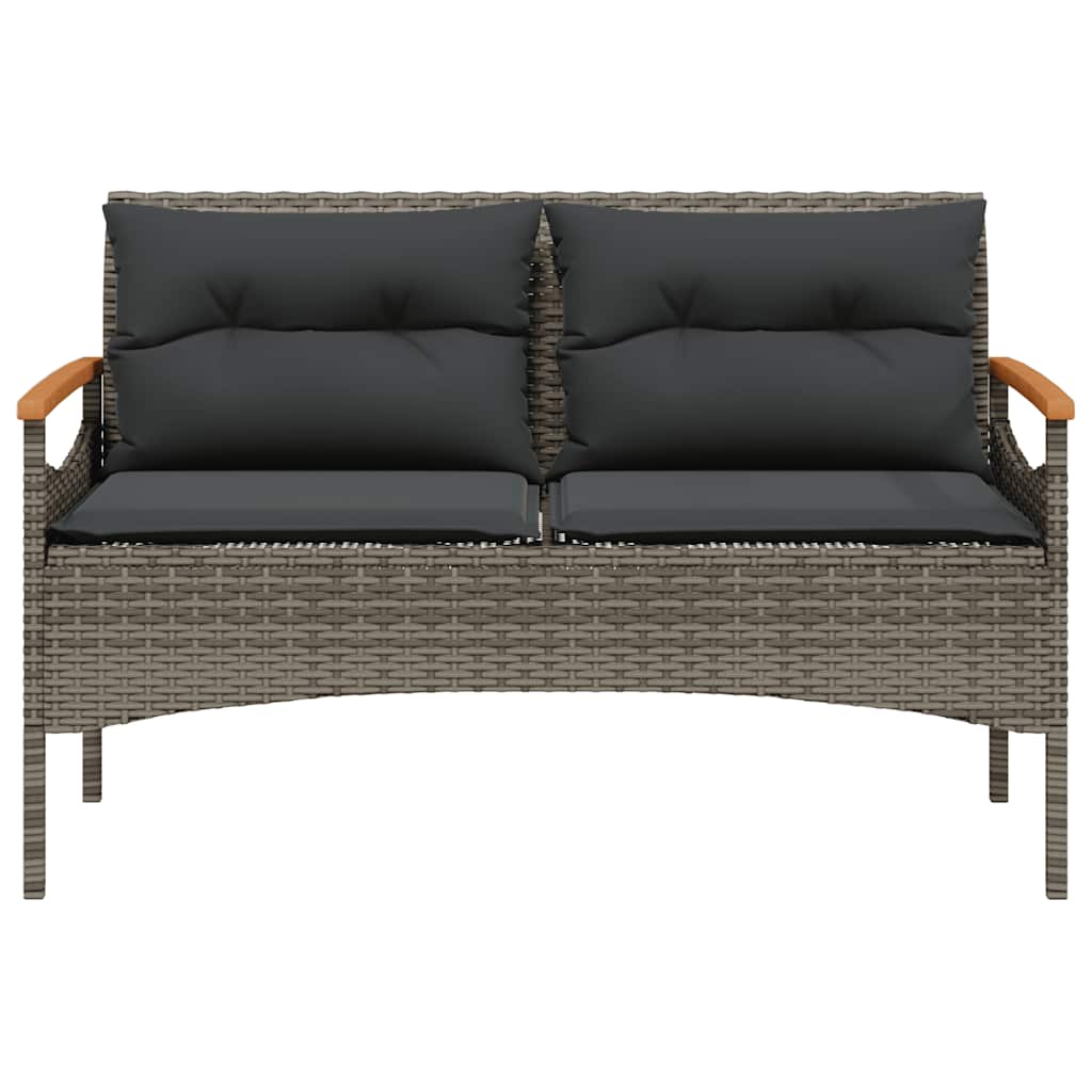 4 Pcs conjunto sofás de jardim c/ almofadões vime PE cinzento