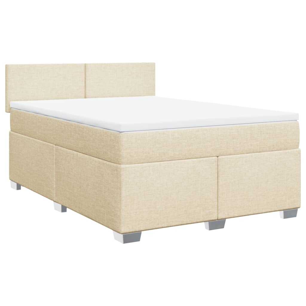 Cama com molas/colchão 140x200 cm tecido cor creme