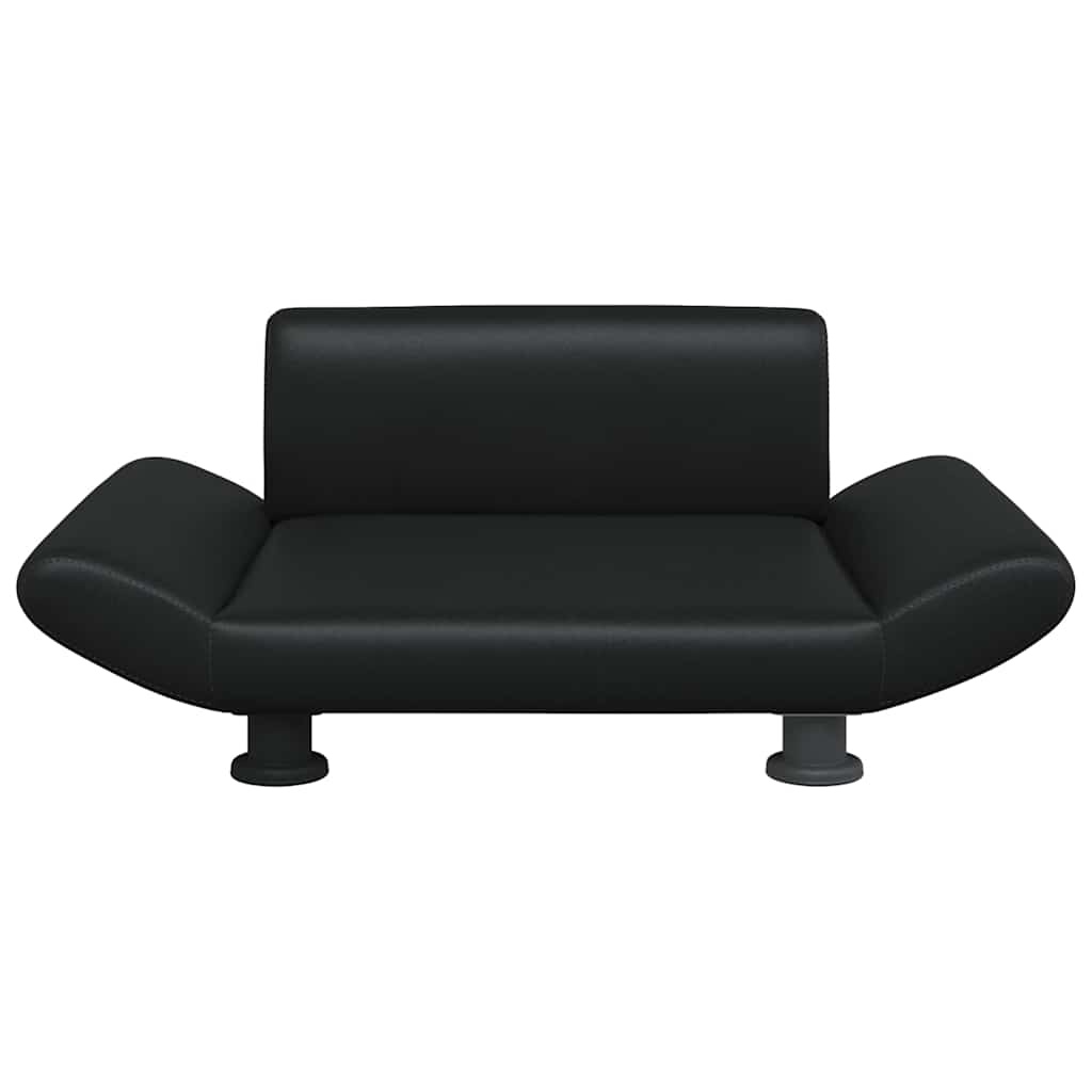 Cama para cães 70x45x28 cm couro artificial preto