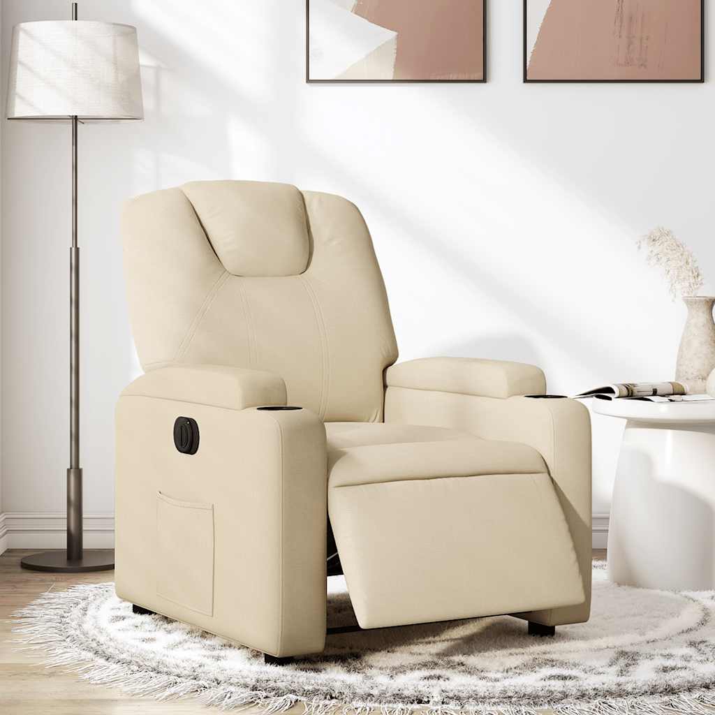 Poltrona reclinável elétrica tecido cor creme