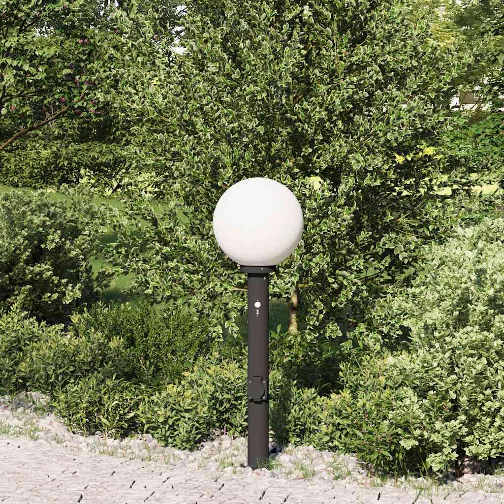 Luminária de poste com sensor e tomada, 80 cm, preta, IP44