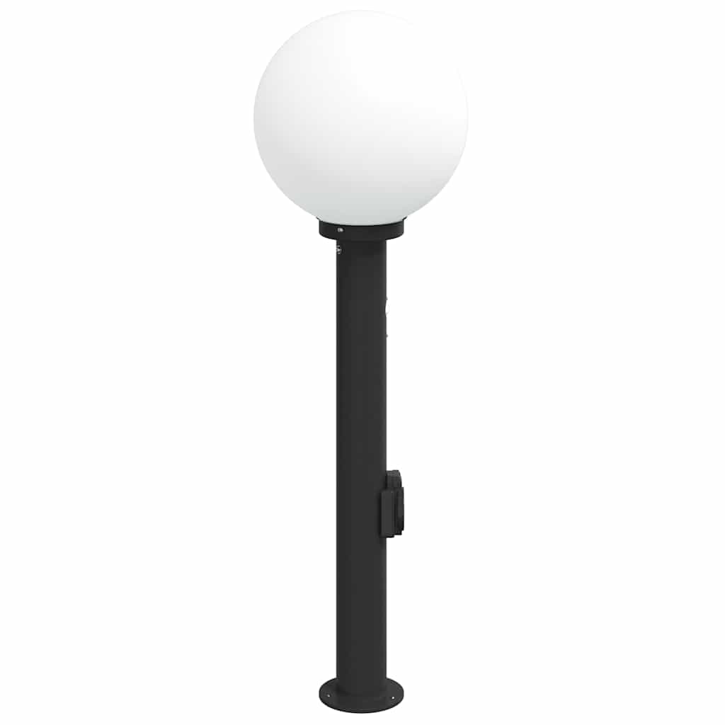 Luminária de poste com sensor e tomada, 80 cm, preta, IP44