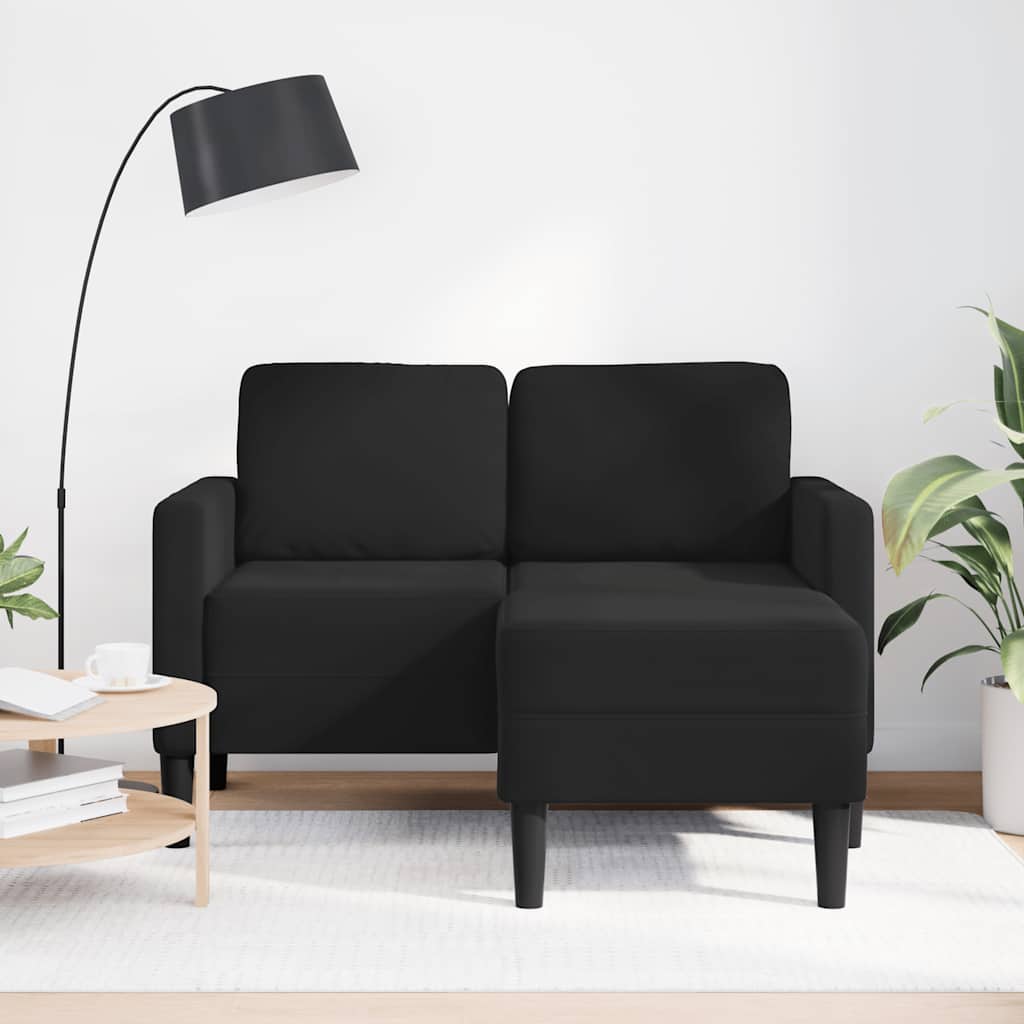 Sofá de 2 lugares com chaise em l preto 125 cm veludo