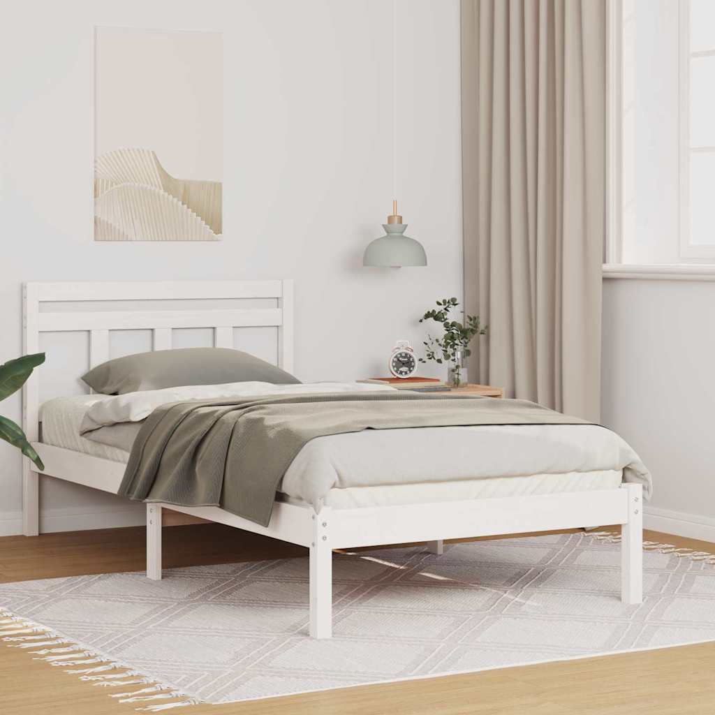 Estrutura da cama branco 75 x 190 cm madeira de pinheiro sólida