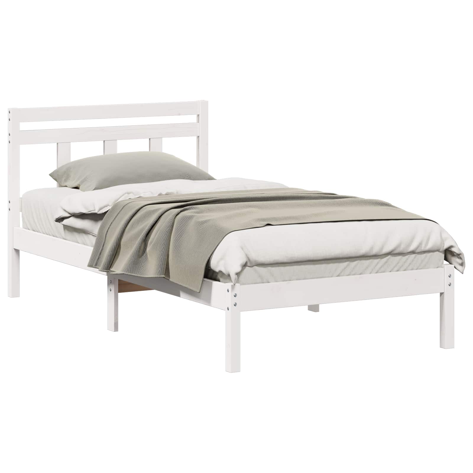 Estrutura da cama branco 75 x 190 cm madeira de pinheiro sólida