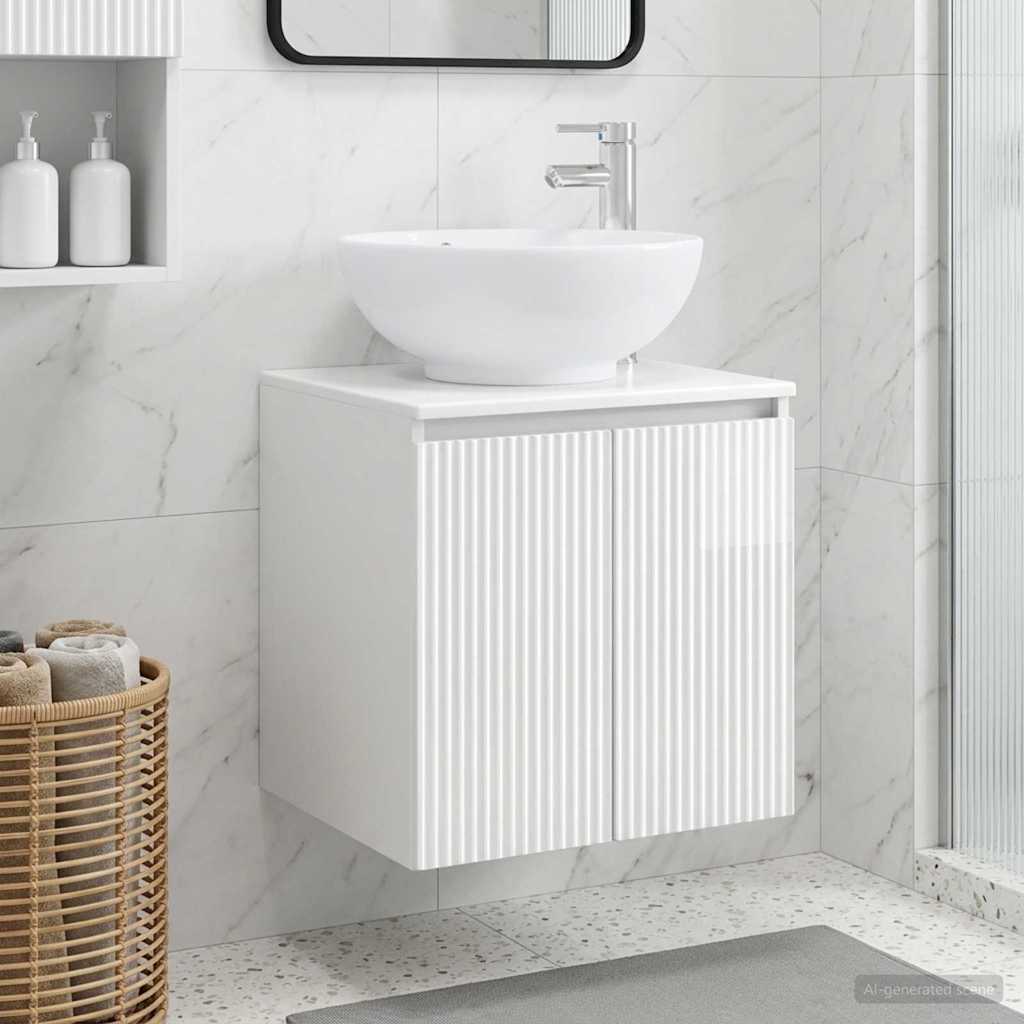 Vaidade com pia suspensa branco brilhante 49,5 x 44,5 x 65 cm
