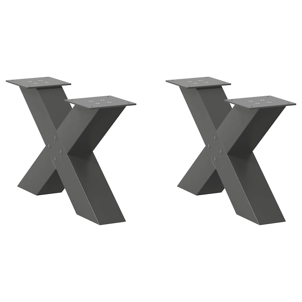 Pés para mesa de centro em formato de x, 2 peças, antracite, 50x(30-31) cm, aço