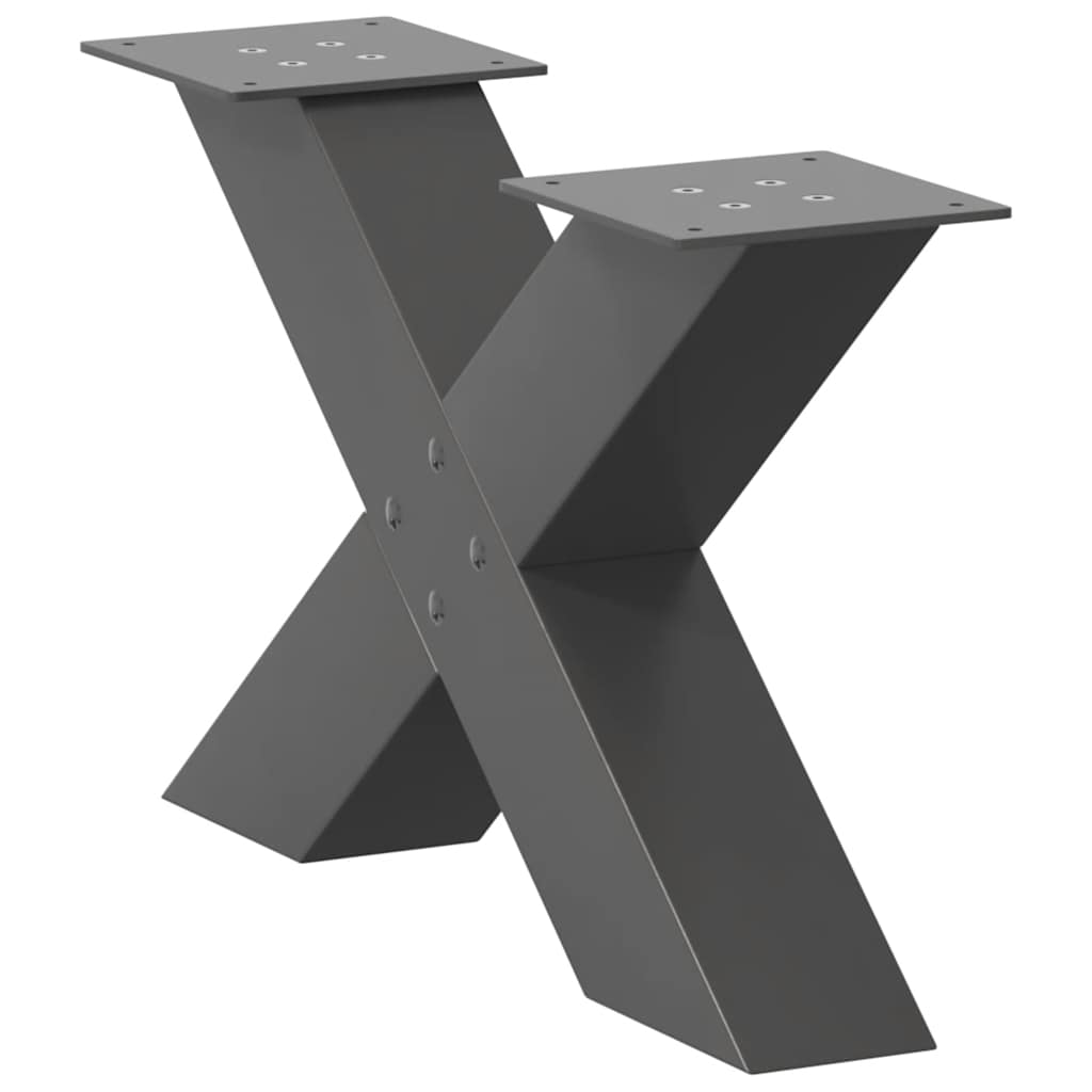 Pés para mesa de centro em formato de x, 2 peças, antracite, 50x(30-31) cm, aço