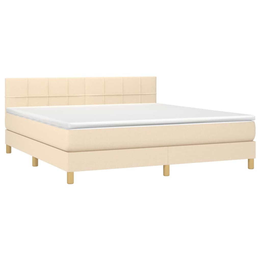 Cama com molas/colchão 160x200 cm tecido cor creme