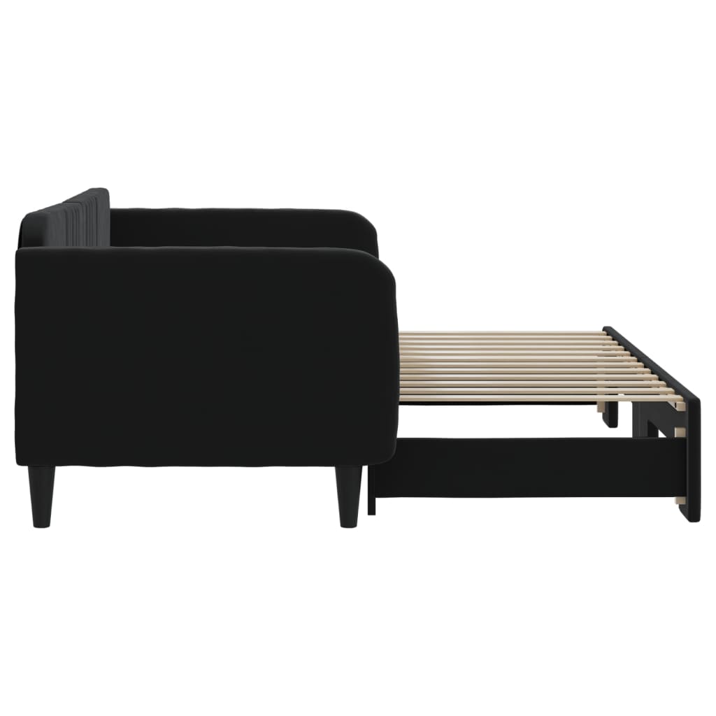 Sofá-cama com gavetão 90x200 cm veludo preto