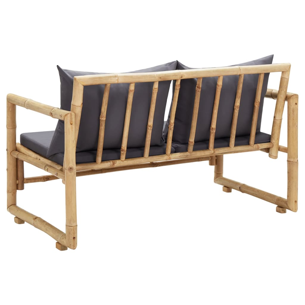 Banco de jardim com almofadões 115 cm bambu