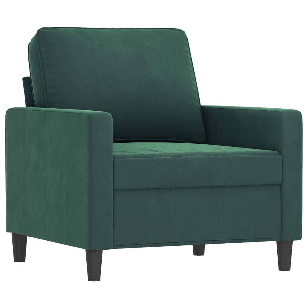 4 Pcs conjunto de sofás com almofadas veludo verde-escuro