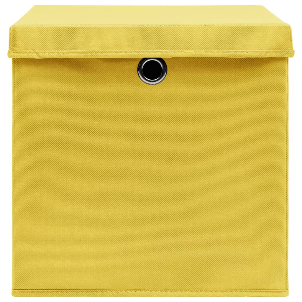 Caixas de arrumação com tampas 10 pcs 28x28x28 cm amarelo