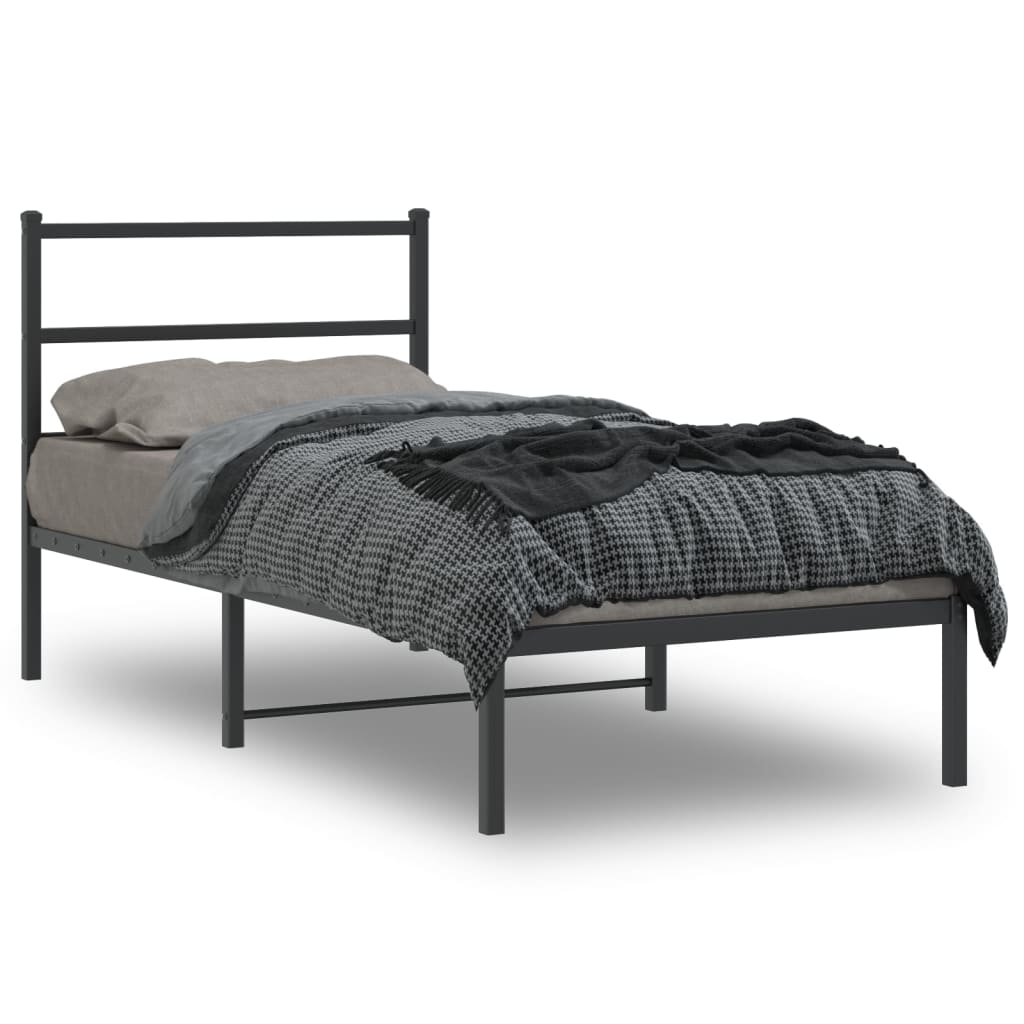 Estrutura de cama com cabeceira 90x200 cm metal preto
