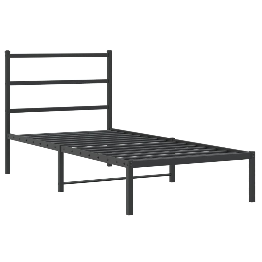 Estrutura de cama com cabeceira 90x200 cm metal preto
