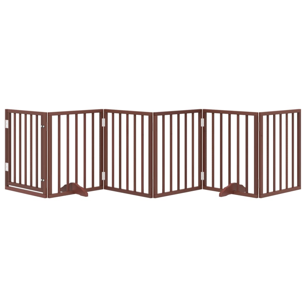 Portão p/ cães c/ porta dobrável 6 painéis 300cm álamo castanho