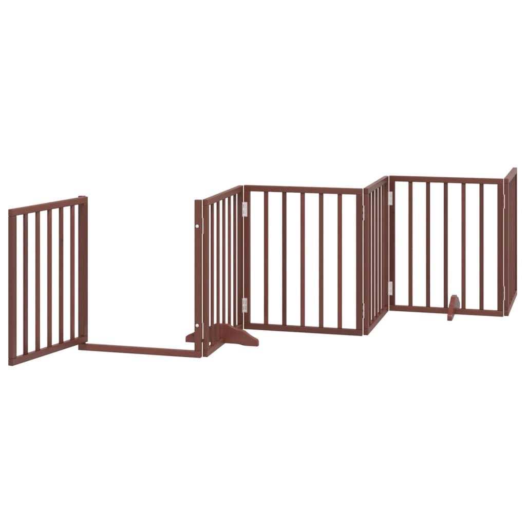 Portão p/ cães c/ porta dobrável 6 painéis 300cm álamo castanho