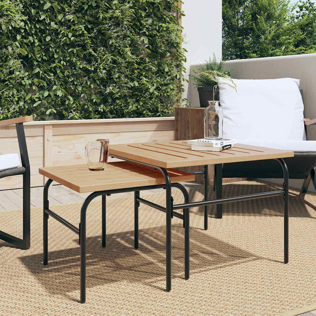 Mesas de centro de encastrar p/ jardim 2 pcs aço preto/castanho