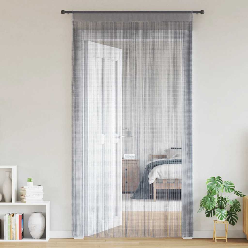 Cortinas de fios 2 pcs 100x250 cm cinzento-claro