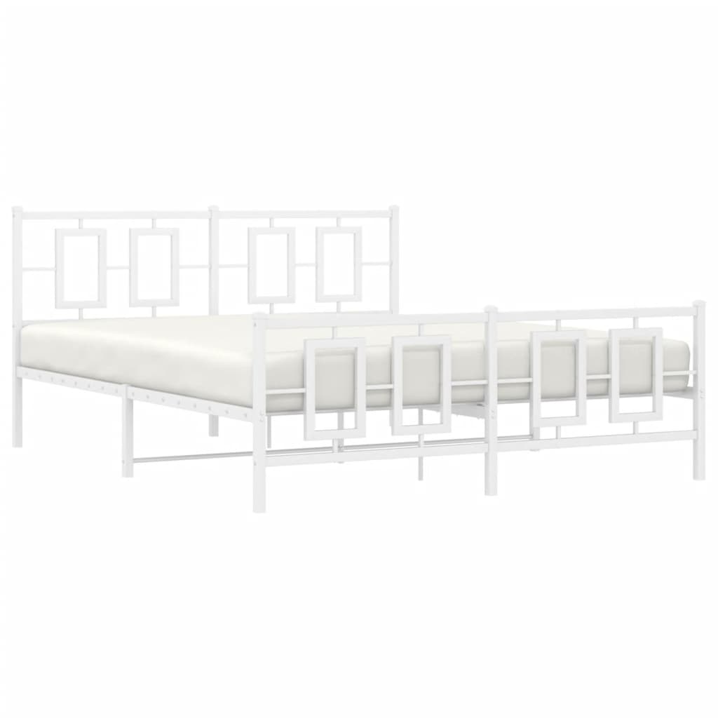 Estrutura de cama com cabeceira e pés 150x200 cm metal branco