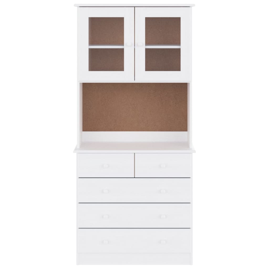 Aparador alto alta 77x35x165 cm madeira de pinho maciça branco