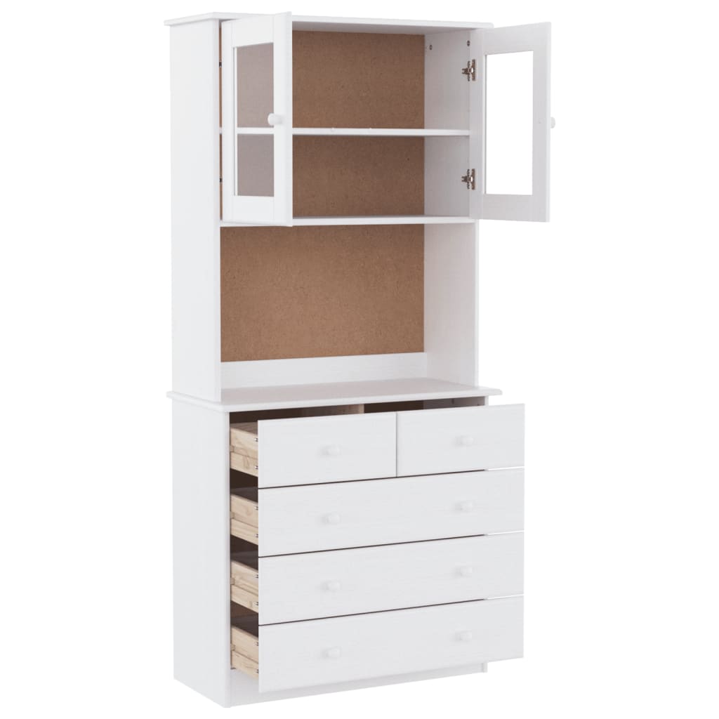 Aparador alto alta 77x35x165 cm madeira de pinho maciça branco