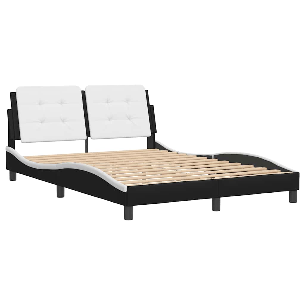 Estrutura de cama sem colchão zadar 140x200 couro artif. preto/branco