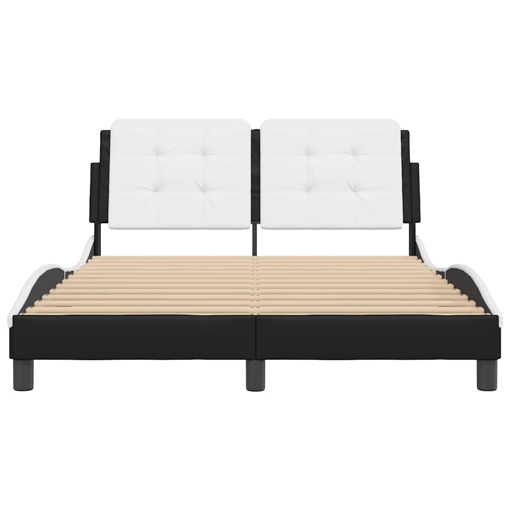 Estrutura de cama sem colchão zadar 140x200 couro artif. preto/branco