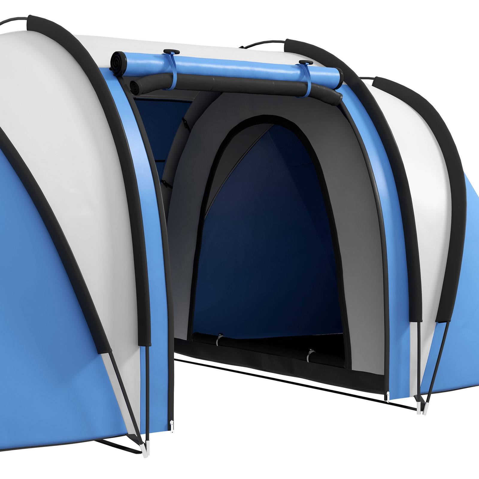Tenda de campismo familiar para 4-5 pessoas impermeável 3000 mm com 2 quartos bolsa de transporte e gancho 450x220x180 cm azul