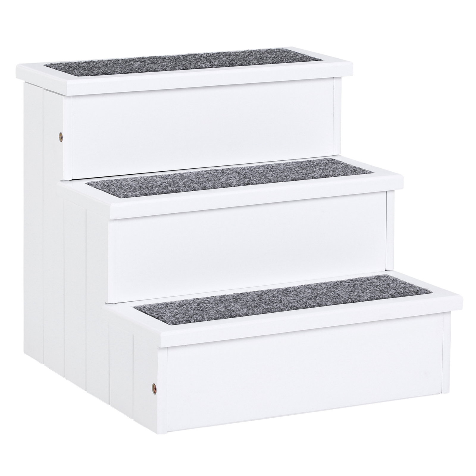 Escada para animais de estimação de 3 degraus com armazenamento e tapete antiderrapante 40,5x44,5x38 cm branco