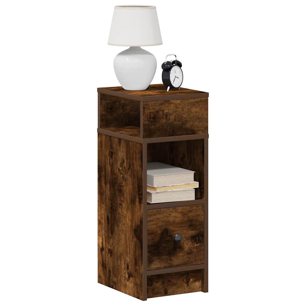 Mesa de cabeceira com gaveta 25x31x66 cm carvalho fumado