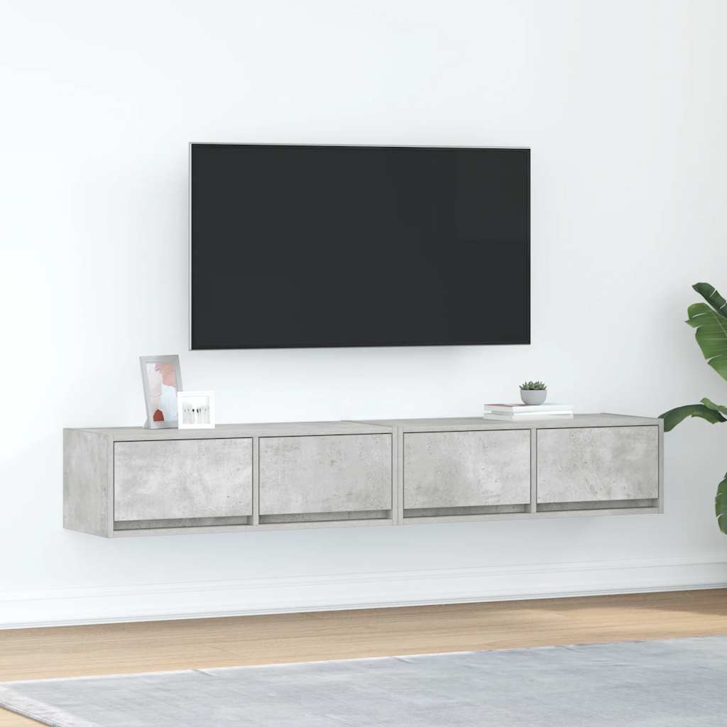 Móveis de TV 2pcs 80x31x25,5cm madeira processada cinza cimento
