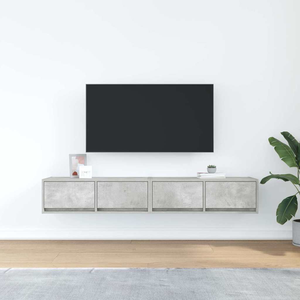 Móveis de TV 2pcs 80x31x25,5cm madeira processada cinza cimento