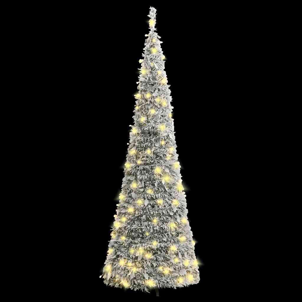 Árvore de natal artificial pop-up c/ 100 luzes LED e neve 150cm