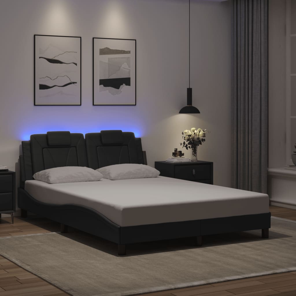 Estrutura de cama viana com LED sem colchão 140x190 cm cinza