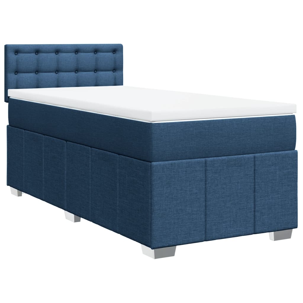 Cama com molas/colchão 90x200 cm tecido azul
