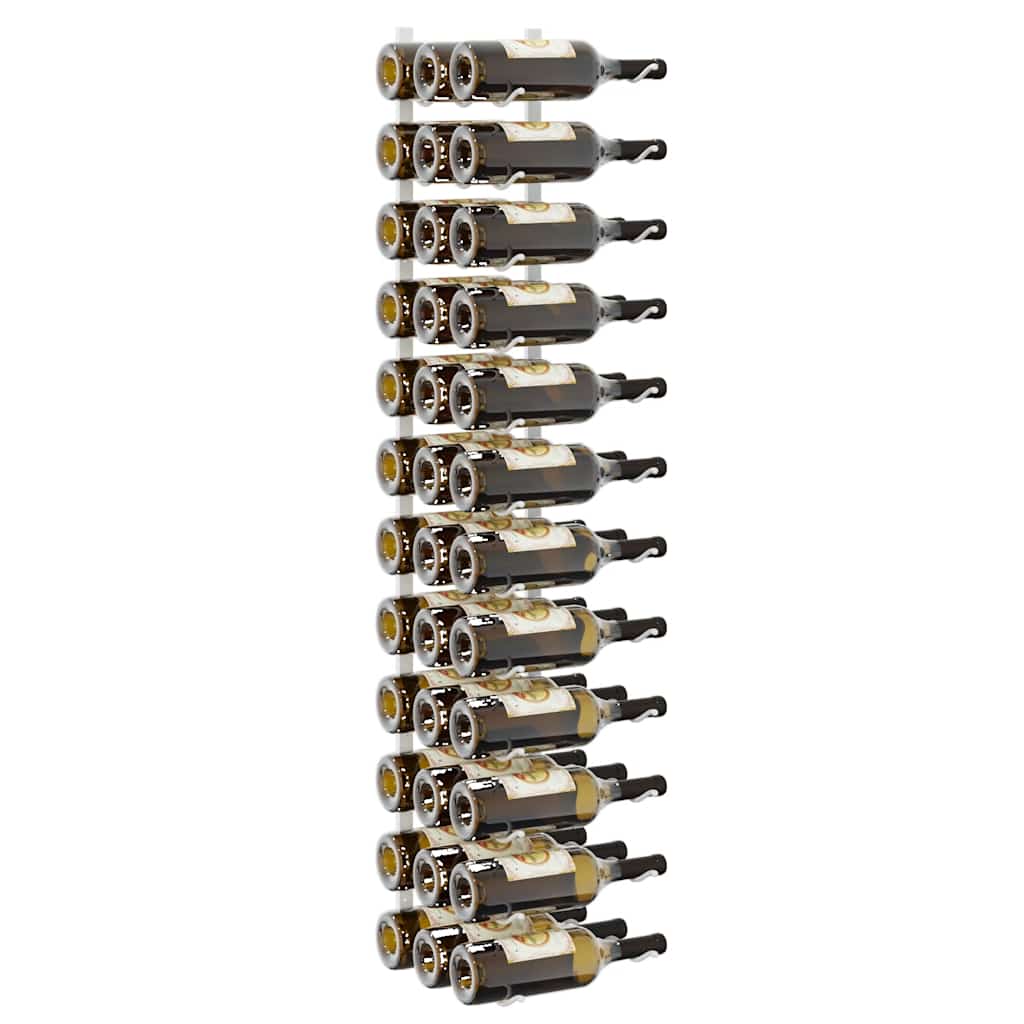Garrafeira de parede para 36 garrafas 2 pcs ferro branco