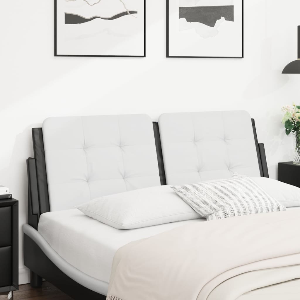 Almofadão de cabeceira zadar 140 cm couro artificial branco e preto