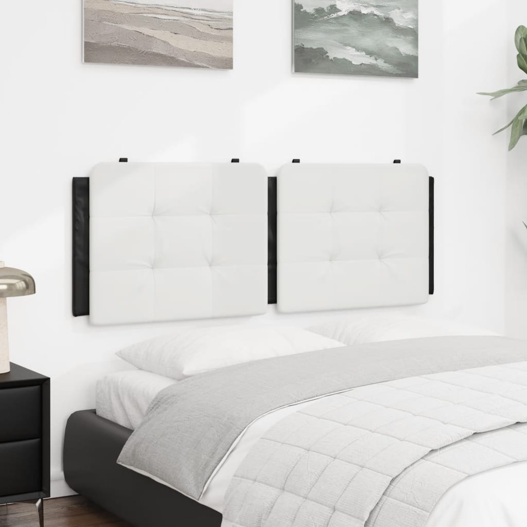 Almofadão de cabeceira zadar 140 cm couro artificial branco e preto