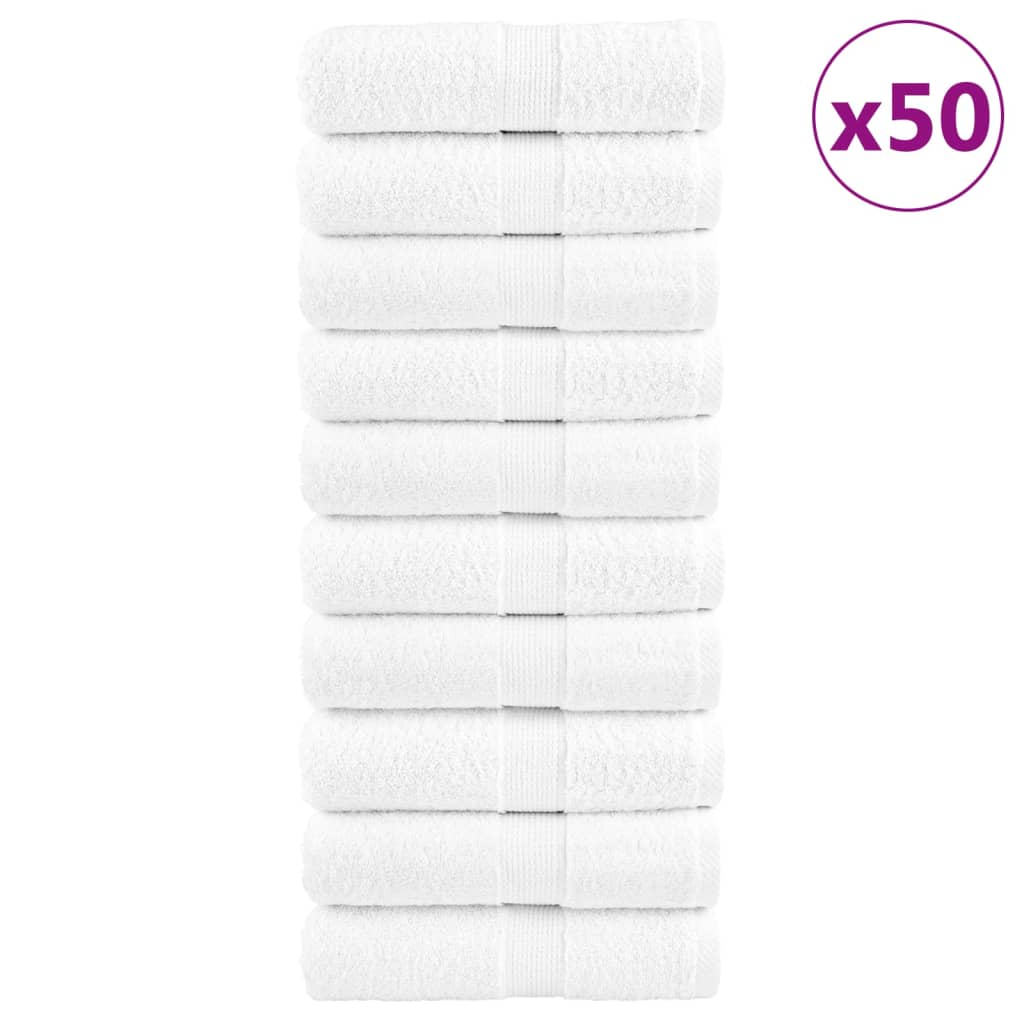 Toalhas de rosto premium solund 50 unidades, brancas, 30x30 cm, 600 g/m²