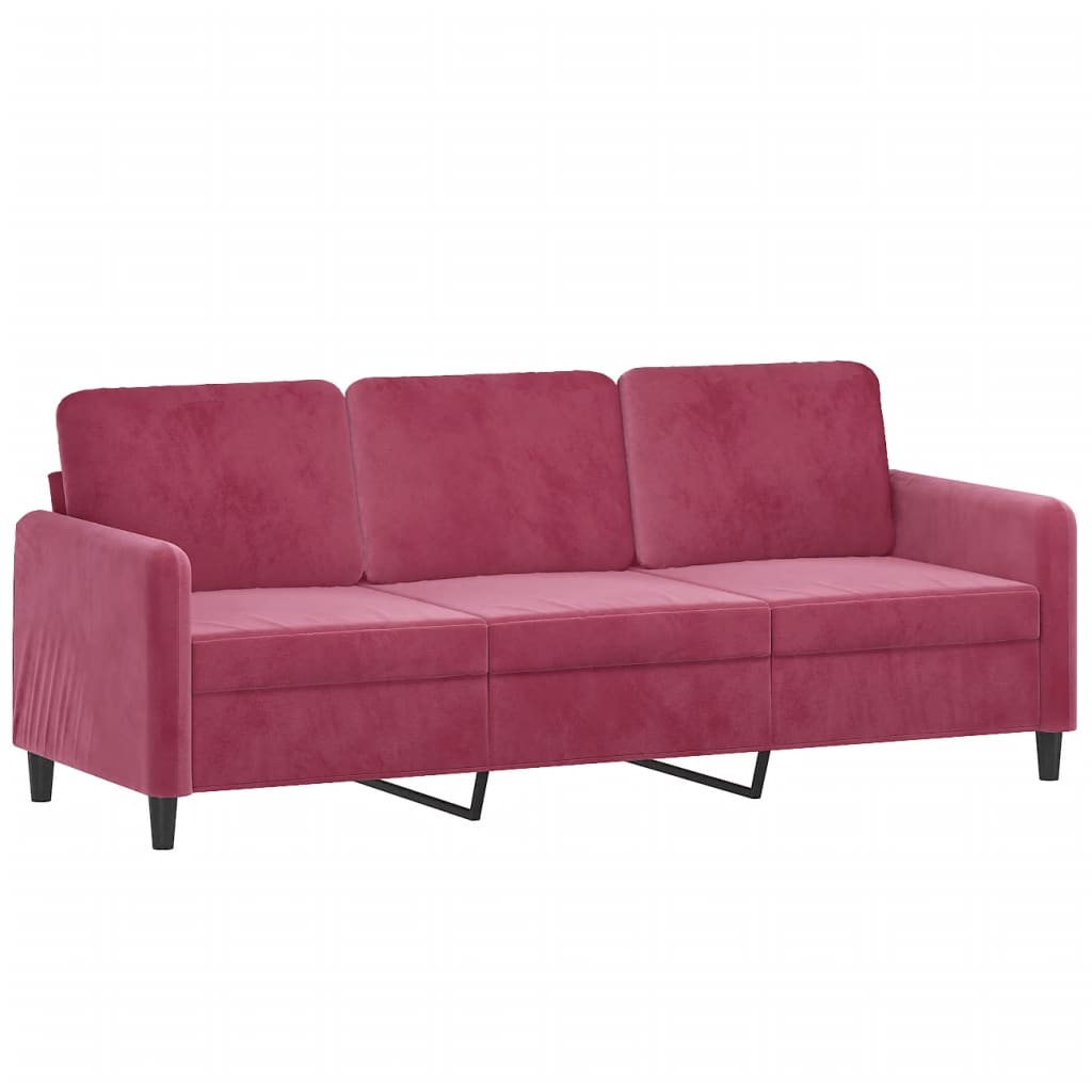 2 Pcs conjunto de sofás veludo vermelho-tinto