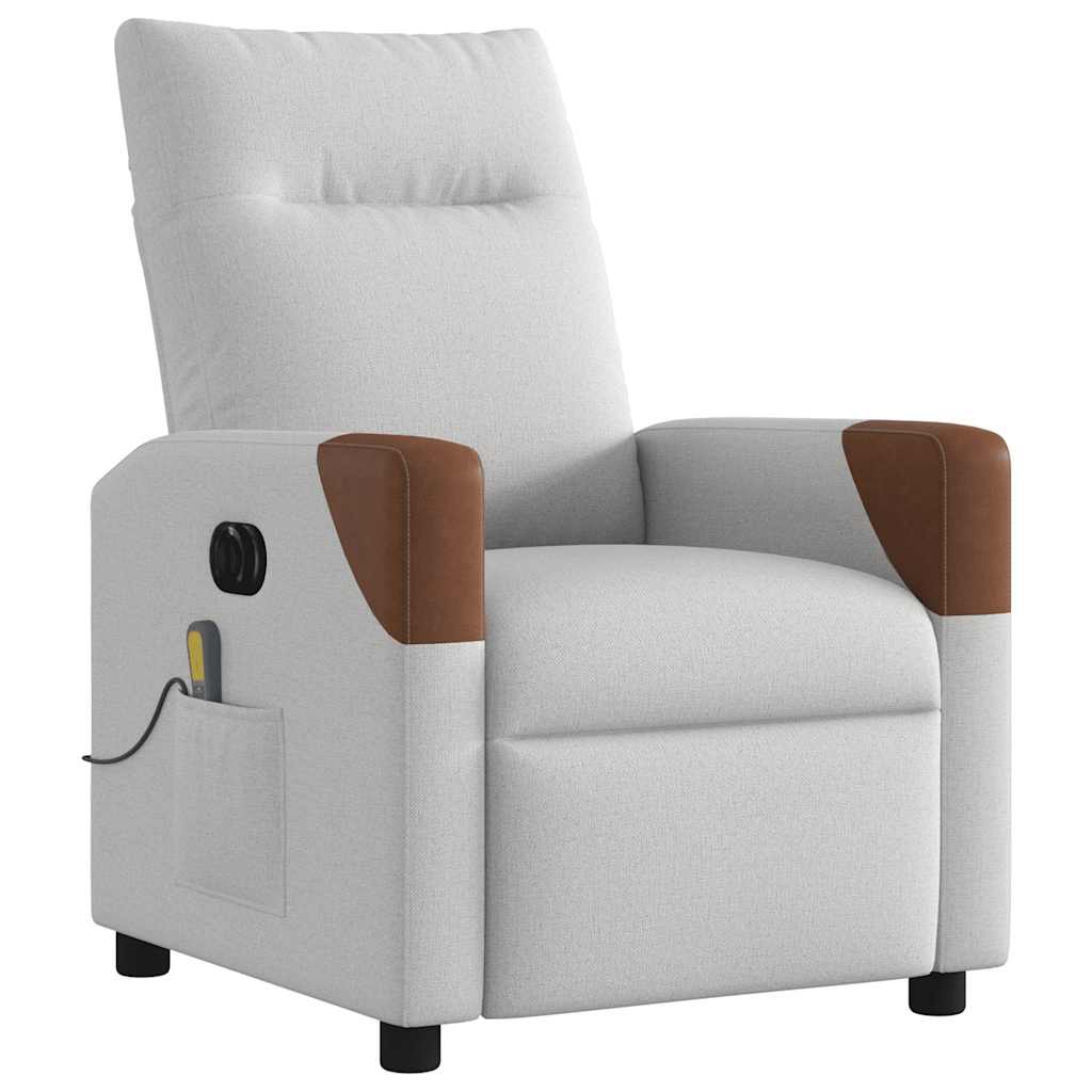 Poltrona massagens reclinável elétrica tecido cinzento-nublado