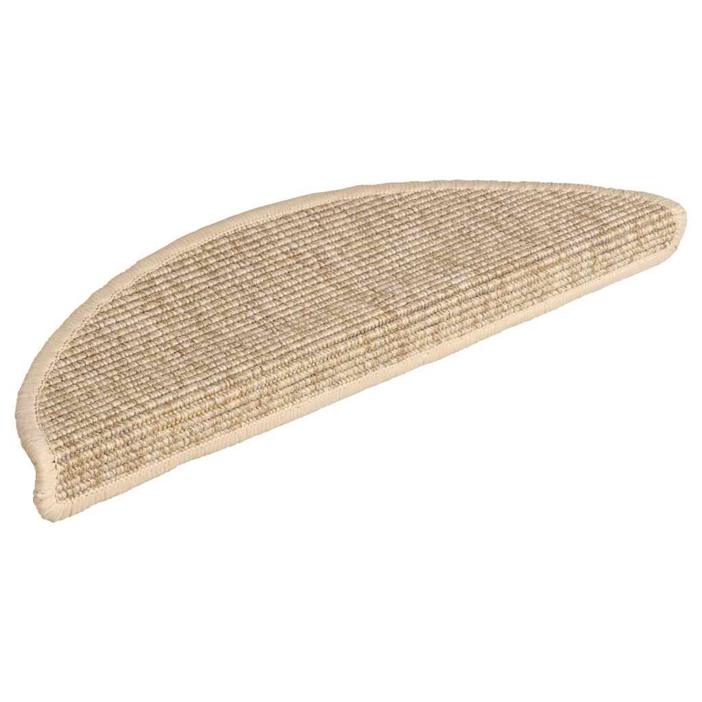Tapetes de escada 15 peças 56x17x3 cm bege claro semicircular