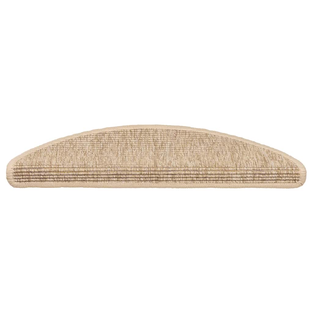 Tapetes de escada 15 peças 56x17x3 cm bege claro semicircular