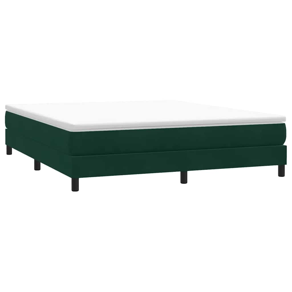 Cama com molas sem colchão 180x220 cm veludo verde-escuro